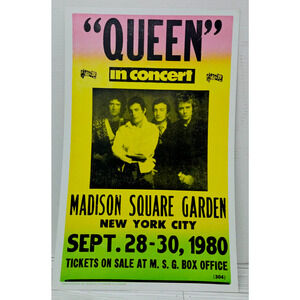 Vintage 1980 Poster - Concert - Queen - Madison Square Garden New York City NY